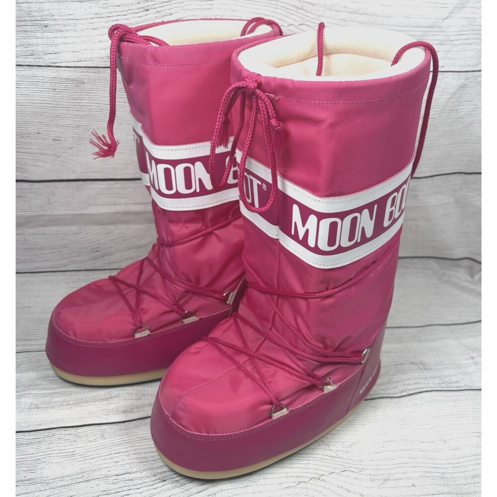 Moon Boot Womens Snow Boots EU 39/41 US 7/8.5 Icon Nylon Lightweight Pink NWOB